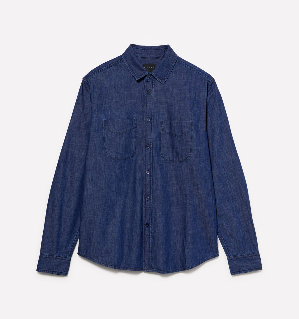 Dark blue regular fit denim shirt - men's regular fit shirts - Dark Blue | Sisley image number 6